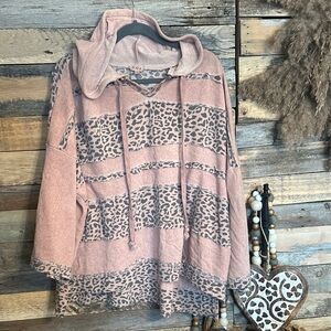 POL Pink Leopard Print Hoodie